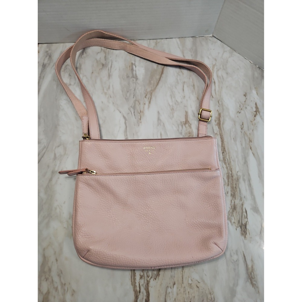Fossil Tinsley Crossbody Dusty Rose Pink Purse Pebbled Leather